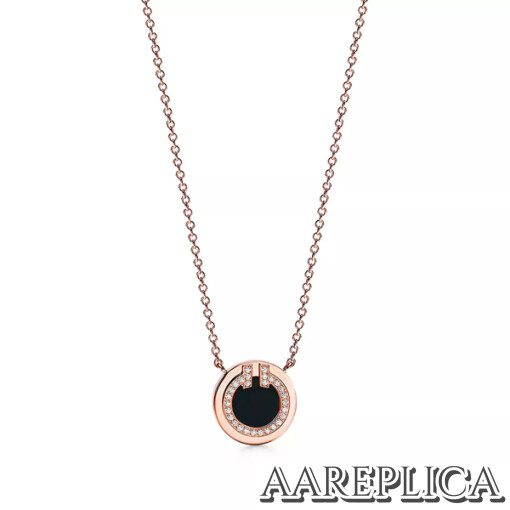 Replica Tiffany T Diamond and Black Onyx Circle Pendant 67520556