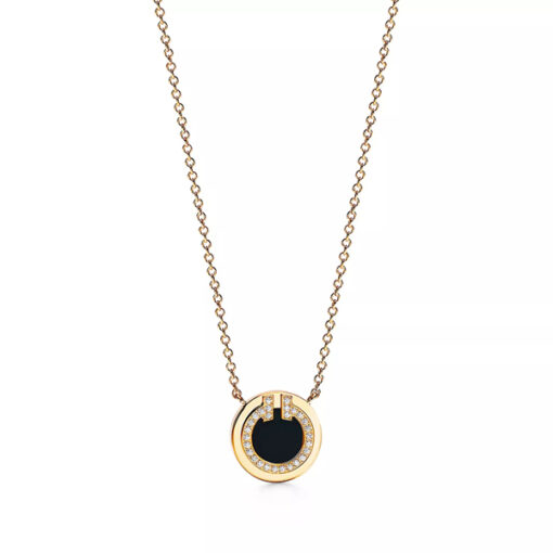 Replica Tiffany T Diamond and Black Onyx Circle Pendant 67467655