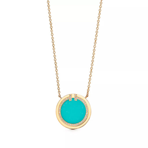 Replica Tiffany T Diamond and Turquoise Circle Pendant 64027069