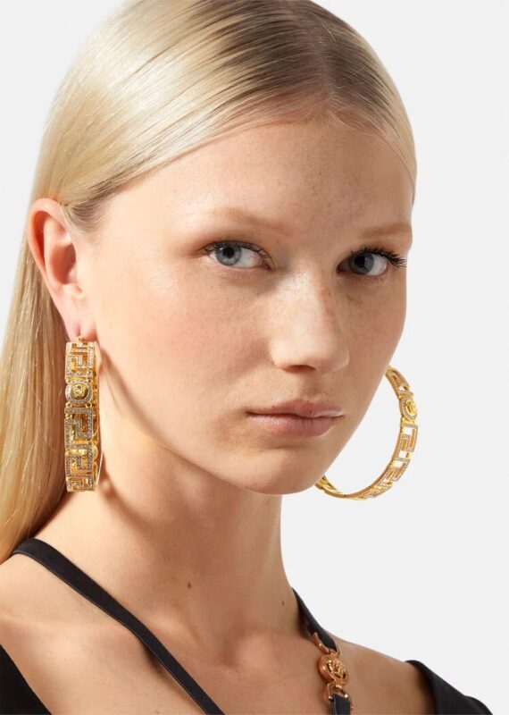 Replica Versace Crystal Medusa Greca Hoop Earrings 1006570-1A00621_4J090 3