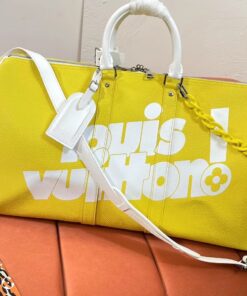 Replica Louis Vuitton Keepall Bandoulière 50 With Acetate Chain LV M58748