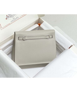 Replica Hermes Evercolor Kelly Danse II 22cm Leather Crossbody Bag H20373 Light Gray Silver