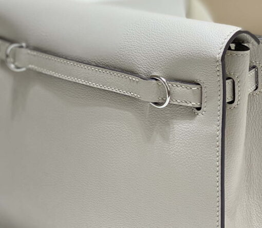 Replica Hermes Evercolor Kelly Danse II 22cm Leather Crossbody Bag H20373 Light Gray Silver 6