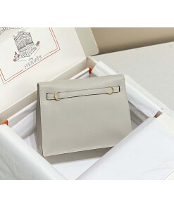 Replica Hermes Evercolor Kelly Danse II 22cm Leather Crossbody Bag H20372 Light Gray