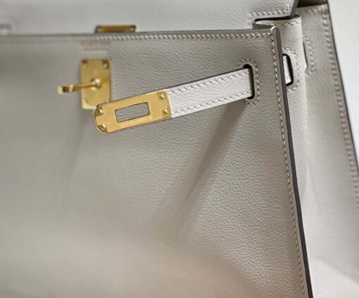 Replica Hermes Evercolor Kelly Danse II 22cm Leather Crossbody Bag H20372 Light Gray 5