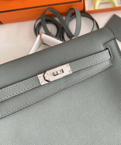 Replica Hermes Evercolor Kelly Danse II 22cm Leather Crossbody Bag H20369 Gray Silver 2