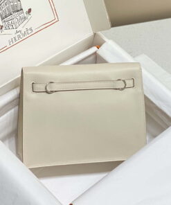 Replica Hermes Evercolor Kelly Danse II 22cm Leather Crossbody Bag H20367 White Silver