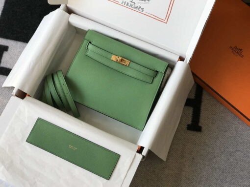 Replica Hermes Kelly Danse 22cm Leather Bag 20362 Avocado Green