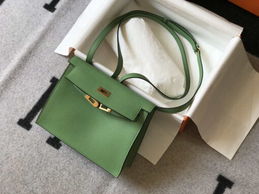 Replica Hermes Kelly Danse 22cm Leather Bag 20362 Avocado Green 3