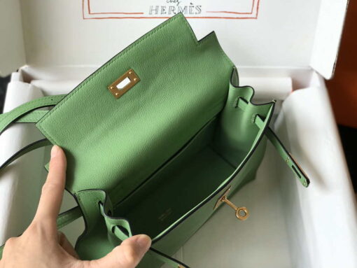 Replica Hermes Kelly Danse 22cm Leather Bag 20362 Avocado Green 6