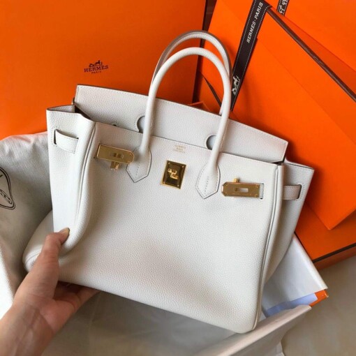 Replica Hermes Birkin Handbags Designer Hermes Tote Bag Togo Leather 28331 White