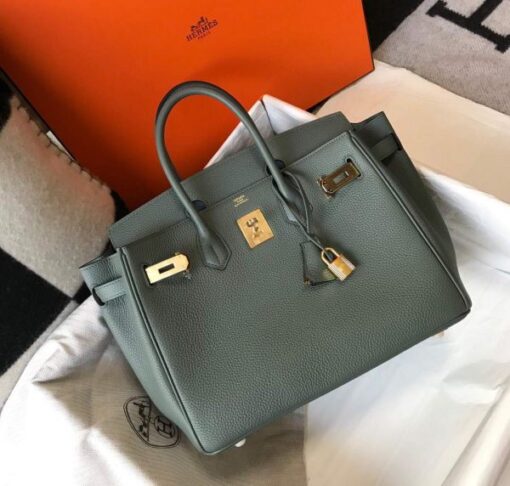 Replica Hermes Birkin Designer Tote Bag Togo Leather 28346 Almond Green 4