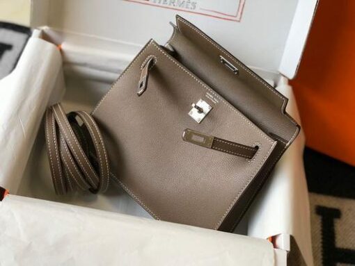 Replica Hermes Kelly Danse 22cm Leather Bag 20352 Brown 4