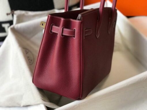 Replica Hermes Birkin Designer Tote Bag Togo Leather 28343 Wine Red 4