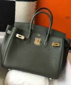 Replica Hermes Birkin Designer Tote Bag Togo Leather 28337 Dark Green 2