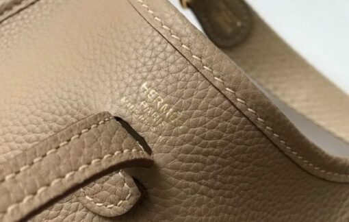 Replica Hermes Evelyne Bag Designer Hermes Mini Crossbody Bag 20382 Gold Buckle Kakhi 6