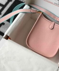 Replica Hermes Evelyne Bag Designer Hermes Mini Crossbody Bag 20380 Gold Pink 2