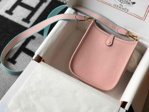 Replica Hermes Evelyne Bag Designer Hermes Mini Crossbody Bag 20380 Gold Pink 2