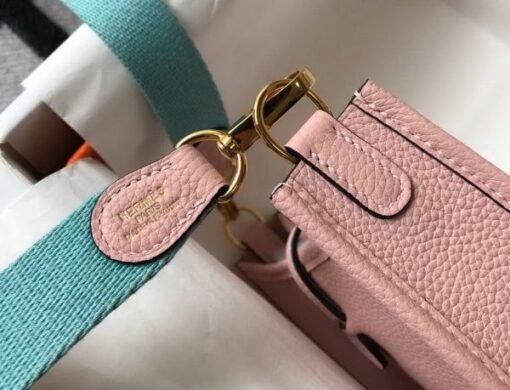 Replica Hermes Evelyne Bag Designer Hermes Mini Crossbody Bag 20380 Gold Pink 5