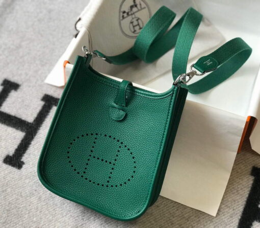 Replica Hermes Evelyne Bag Designer Hermes Mini Crossbody Real Bag 20427 Dark Green 2