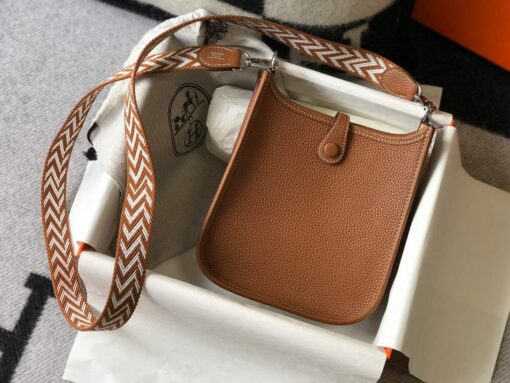 Replica Hermes Evelyne Bag Designer Hermes Mini Crossbody Real Bag 20422 Brown 2