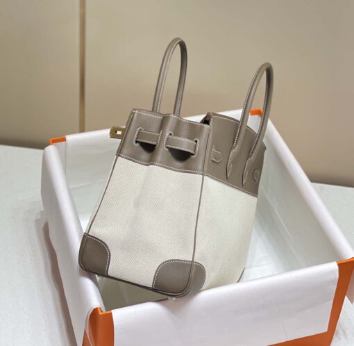 Replica Hermes Birkin Tote Bag Swift leather with canvas 285902 12