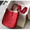 Replica Hermes Evelyne Bag Hermes Mini Crossbody Bag 20410 Silver Buckle Red 10