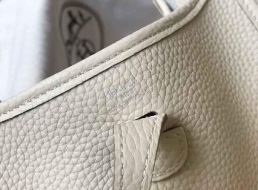 Replica Hermes Evelyne Bag Hermes Mini Crossbody Bag 20406 Silver Buckle Beige 5