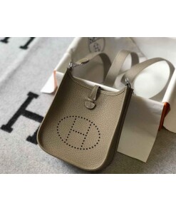 Replica Hermes Evelyne Bag Hermes Mini Crossbody Bag 20403 Silver Buckle Kakhi