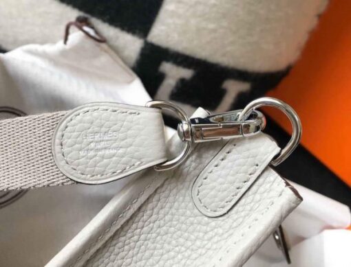 Replica Hermes Evelyne Bag Hermes Mini Crossbody Bag 20402 Silver Buckle Light Gray 6