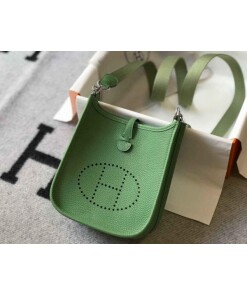 Replica Hermes Evelyne Bag Hermes Mini Crossbody Bag 20401 Silver Buckle Green