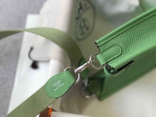 Replica Hermes Evelyne Bag Hermes Mini Crossbody Bag 20401 Silver Buckle Green 6