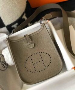 Replica Hermes Evelyne Bag Hermes Mini Crossbody Bag 20400 Silver Buckle Dark Gray 2