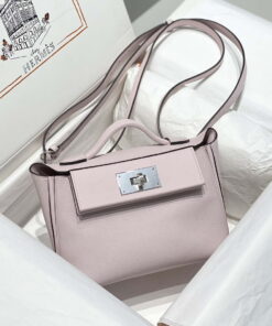 Replica Hermes Mini 2424 Leather 21cm H230263 fantasy Purple 2