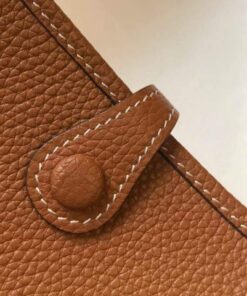 Replica Hermes Evelyne Bag Hermes Mini Crossbody Bag 20399 Silver Buckle Tan 2