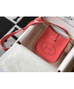 Replica Hermes Evelyne Bag Designer Hermes Mini Crossbody Bag 20397 Gold Buckle Red