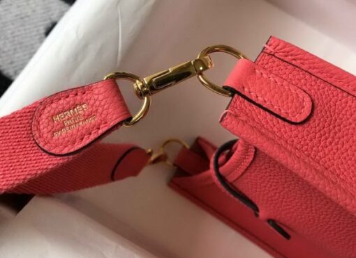 Replica Hermes Evelyne Bag Designer Hermes Mini Crossbody Bag 20397 Gold Buckle Red 6