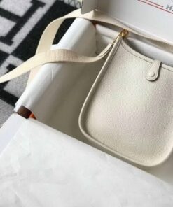 Replica Hermes Evelyne Bag Designer Hermes Mini Crossbody Bag 20396 Gold Buckle Beige 2