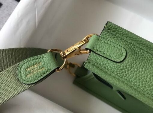 Replica Hermes Evelyne Bag Designer Hermes Mini Crossbody Bag 20393 Gold Buckle Light Green 6