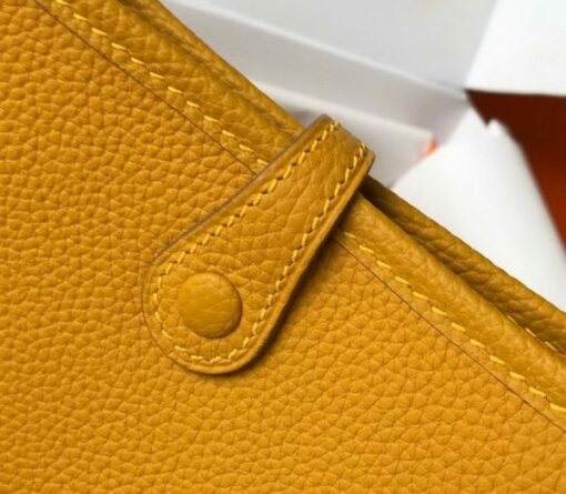 Replica Hermes Evelyne Bag Designer Hermes Mini Crossbody Bag 20392 Gold Buckle Yellow 7