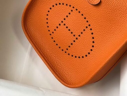 Replica Hermes Evelyne Bag Designer Hermes Mini Crossbody Bag 20390 Gold Buckle Orange 5