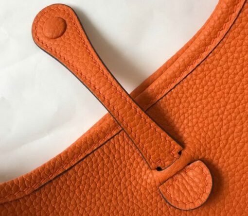 Replica Hermes Evelyne Bag Designer Hermes Mini Crossbody Bag 20390 Gold Buckle Orange 6