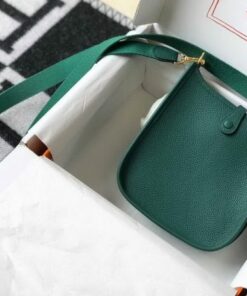 Replica Hermes Evelyne Bag Designer Hermes Mini Crossbody Bag 20389 Gold Buckle Green 2