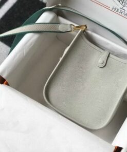 Replica Hermes Evelyne Bag Designer Hermes Mini Crossbody Bag 20388 Gold Buckle Light Gray 2