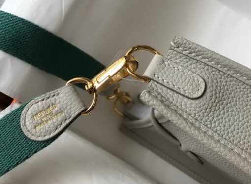 Replica Hermes Evelyne Bag Designer Hermes Mini Crossbody Bag 20388 Gold Buckle Light Gray 6