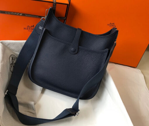 Replica Hermes H083435 Evelyne III 29 Shoulder Bag Silver Hardware Navy Blue 2