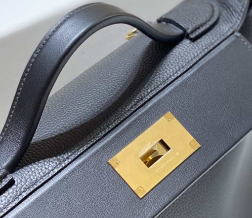 Replica Hermes Kelly 2424 Leather 29cm H230268 Black Shoulder bag 4