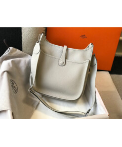 Replica Hermes H083435 Evelyne III 29 Shoulder Bag Silver Hardware White Gray