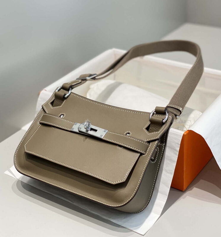 Replica Hermes 316413 Jyspiere Leather Hermes bags Elephant gray H900913 2