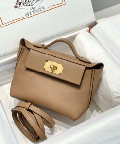 Replica Hermes Mini 2424 Leather 21cm H230263 Weimaraner color 2